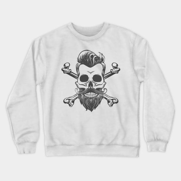 Skull with Beard and Crossed Bones Crewneck Sweatshirt by devaleta